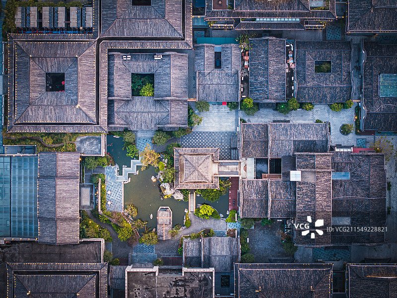 航拍顶视中山市大涌红木文化博览城图片素材