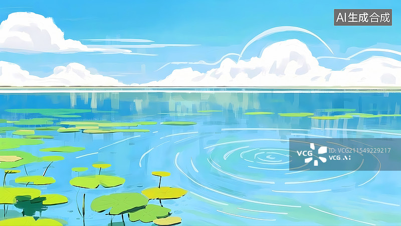 【AI数字艺术】池塘背景-左下图片素材