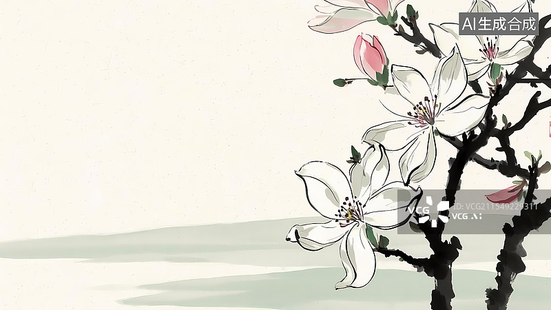 【AI数字艺术】樱花背景-右下图片素材