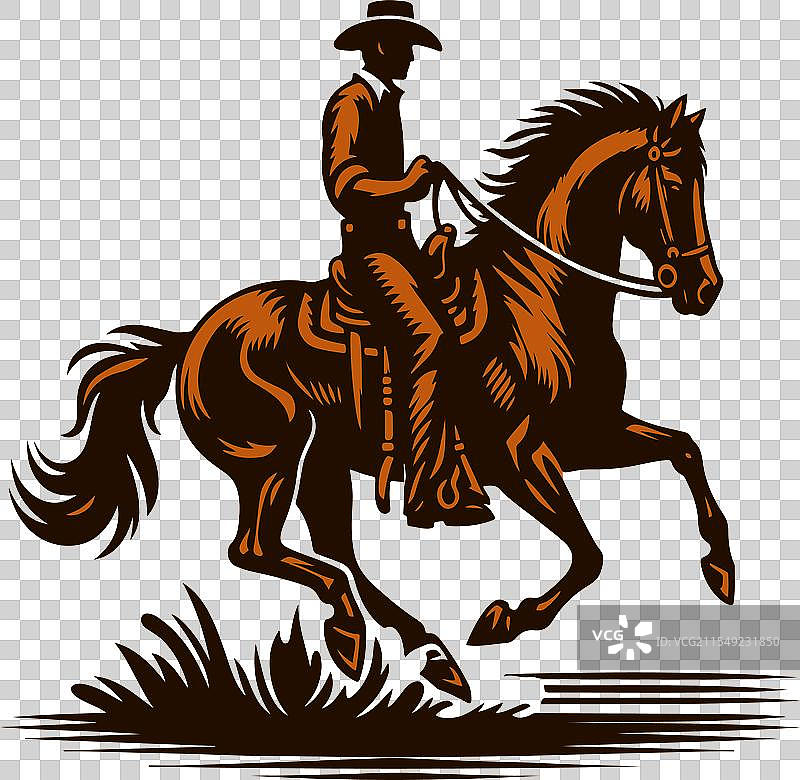 西部牛仔骑马图片素材