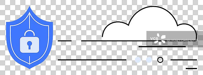 带有锁图标和云朵的盾牌图片素材