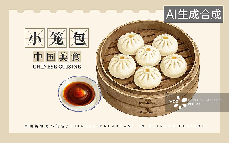 【AI数字艺术】小笼包插画海报图片素材