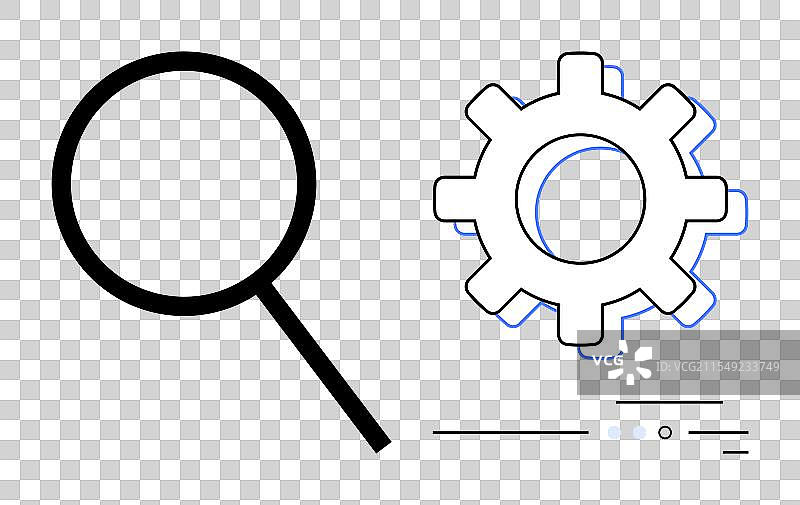 放大镜和齿轮象征着搜索图片素材