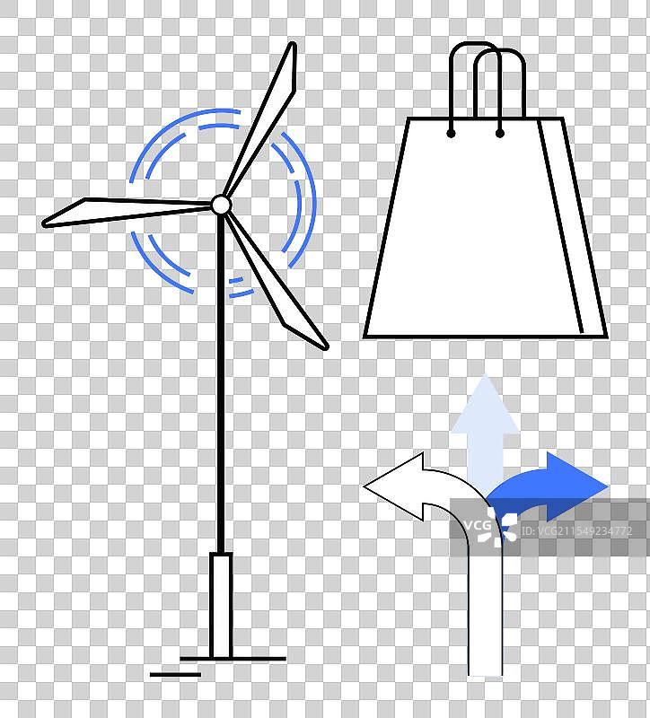 可持续能源风力发电机购物袋图片素材