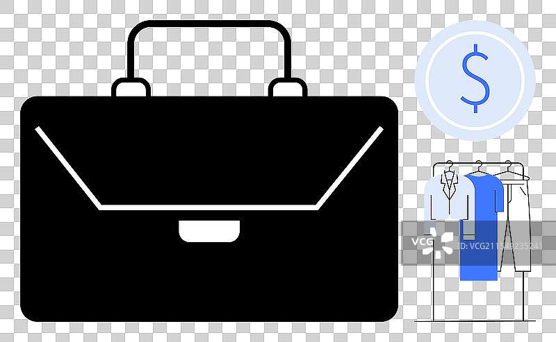 公文包、衣架和美元符号图片素材