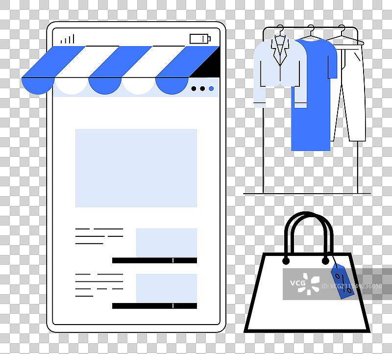 在线时尚商店界面，展示服装图片素材