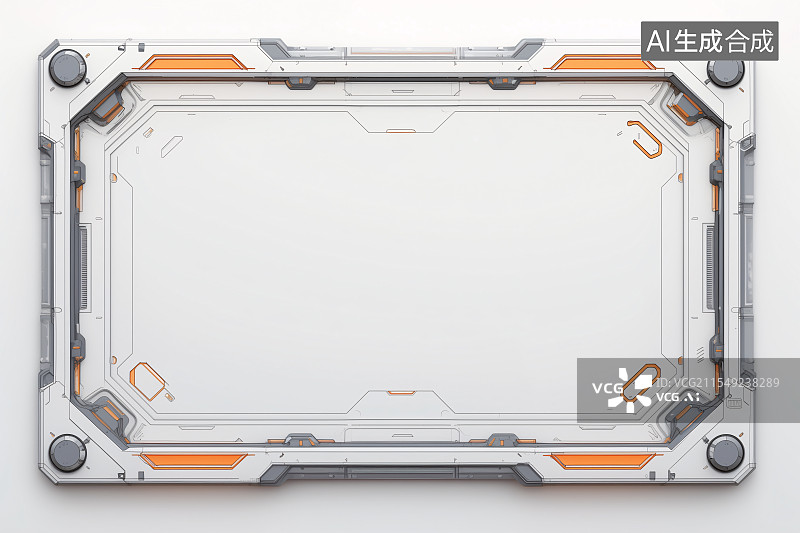 【AI数字艺术】正上方白色背景下的赛博朋克边框图片素材