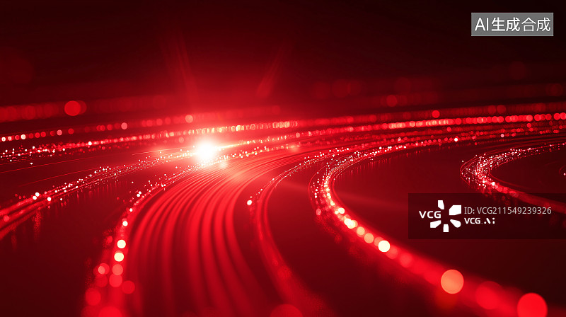 【AI数字艺术】红色粒子光线图片素材