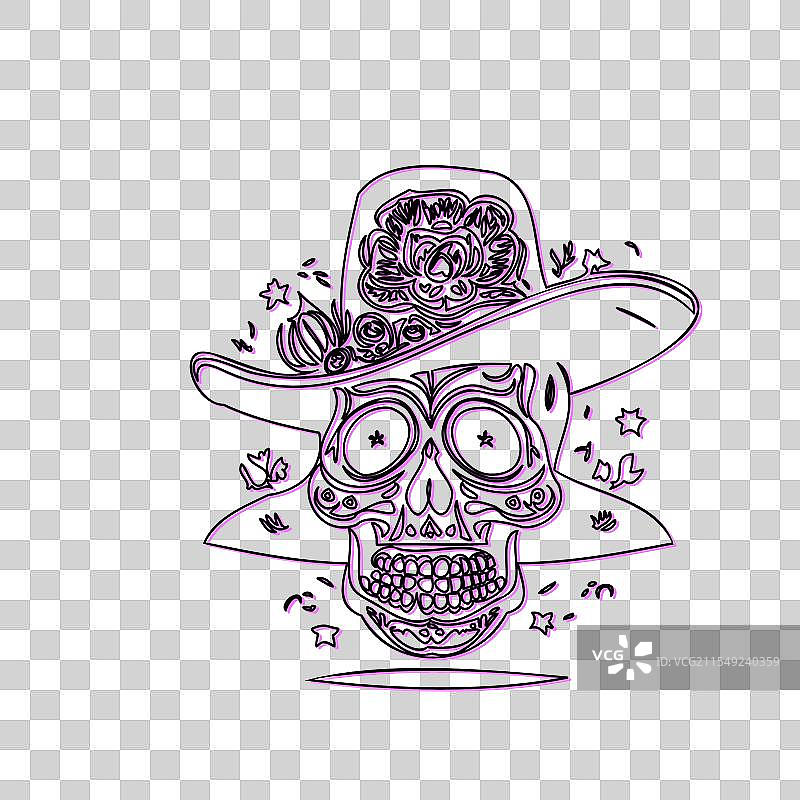 亡灵节的花帽糖骷髅图片素材