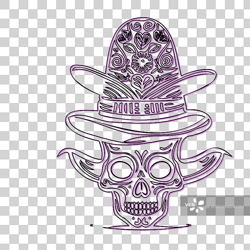 戴着牛仔帽的糖骷髅图片素材