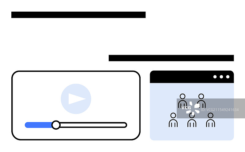 视频播放器界面和在线社区窗口图片素材