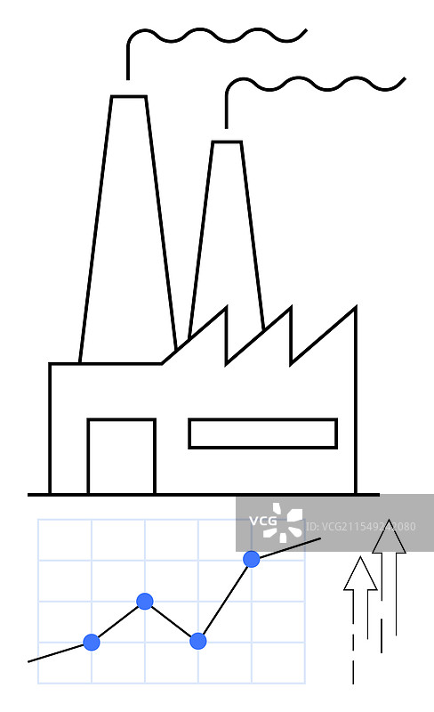 工业厂房与增长图表向上延伸图片素材