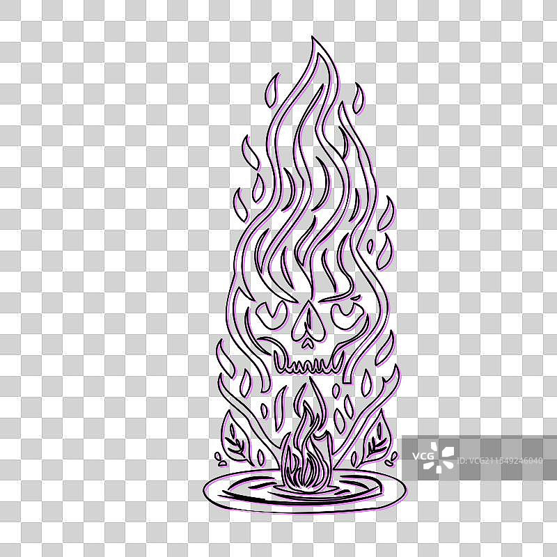 火焰中的骷髅纹身设计图片素材