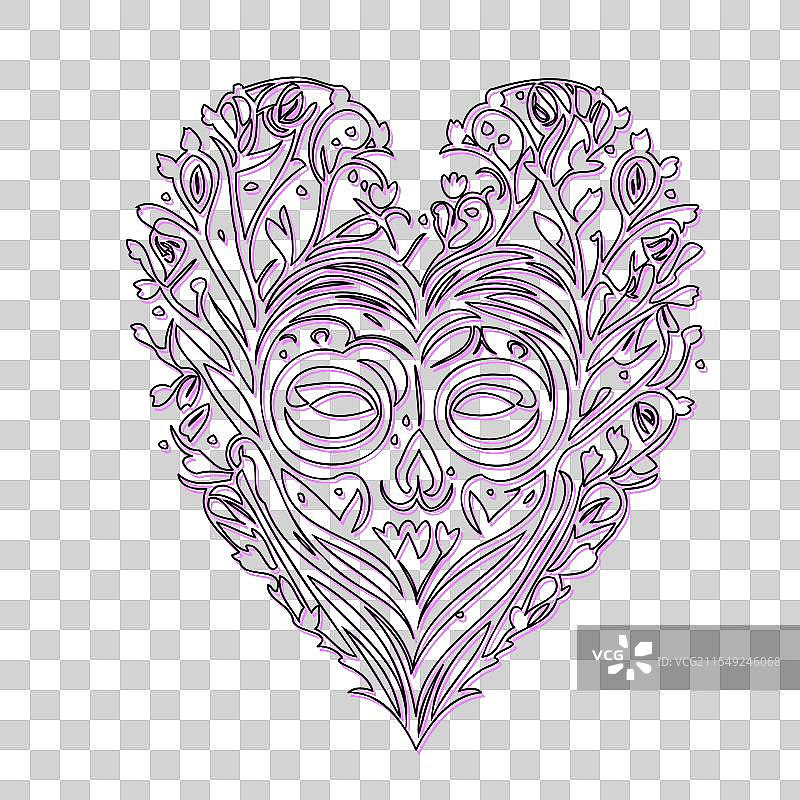 花卉心形骷髅纹身设计图片素材