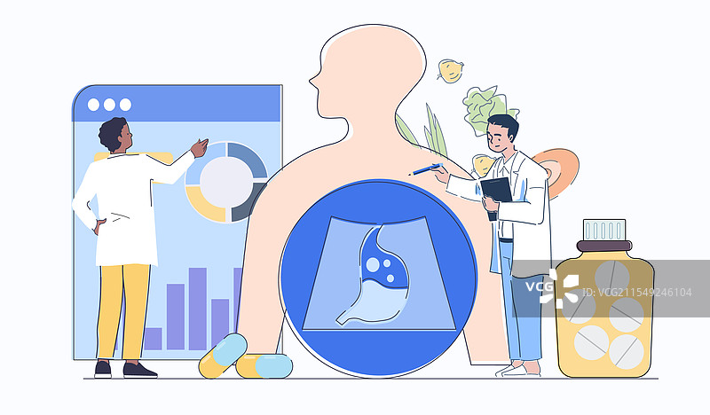胃肠病学家研究医学中的胃部疾病图片素材
