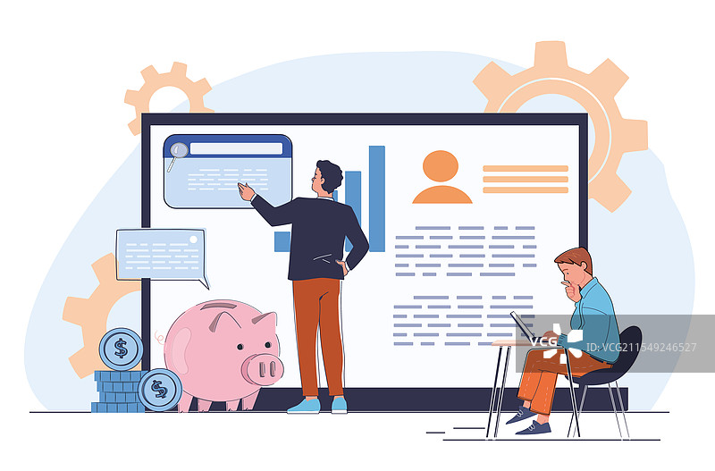 在线商业研讨会，男性在共同工作图片素材