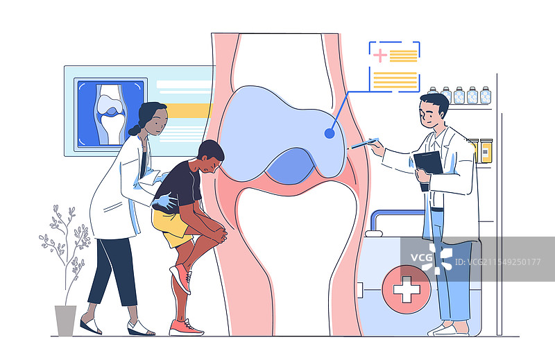 骨科医生正在检查一对男女的关节图片素材