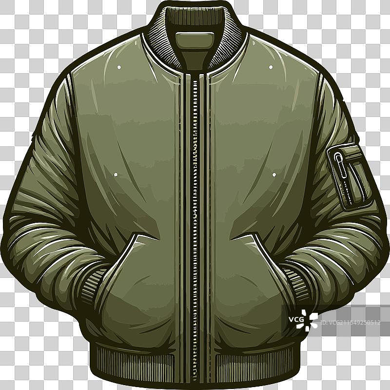 橄榄绿色飞行员夹克时尚草图图片素材