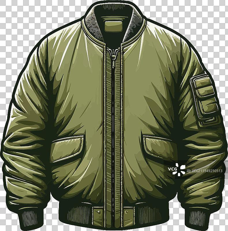 橄榄绿色飞行员夹克草图时尚图片素材