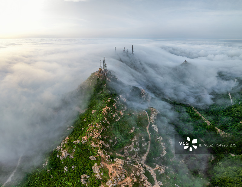 大连大黑山云海日出全景图片素材