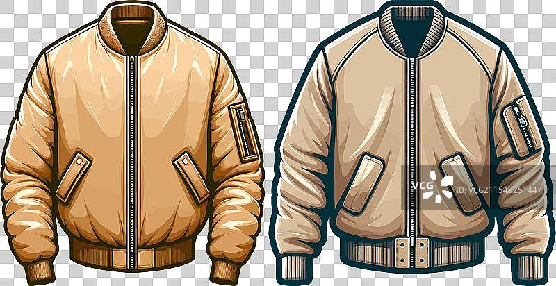 浅棕色飞行员夹克时尚草图图片素材