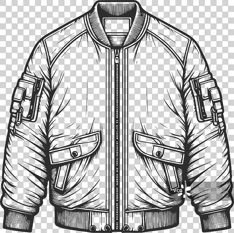 轰炸机夹克艺术素描时尚绘图模板图片素材