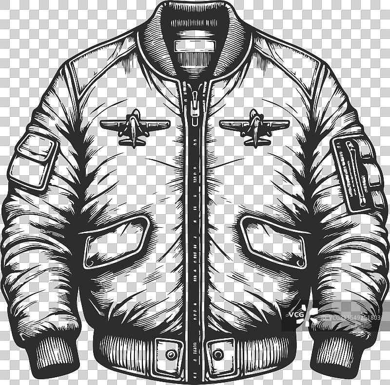 轰炸机夹克艺术素描时尚绘图模板图片素材