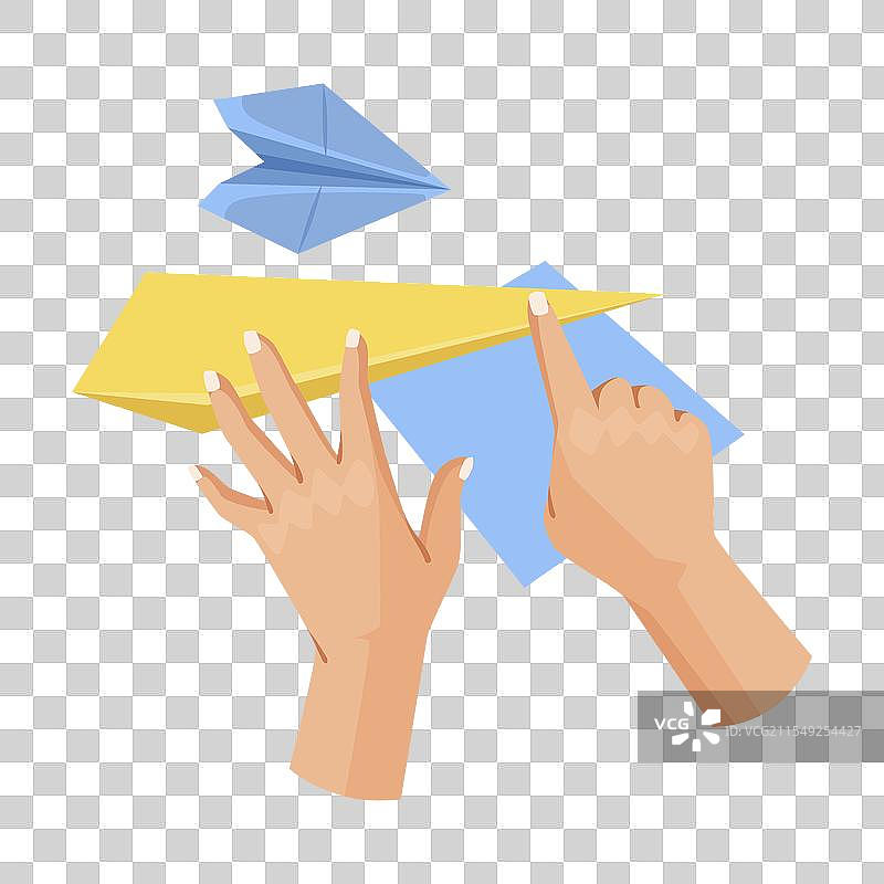 纸飞机制作过程中的手部动作图片素材
