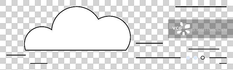 简单的黑白云朵，带有水平线条图片素材