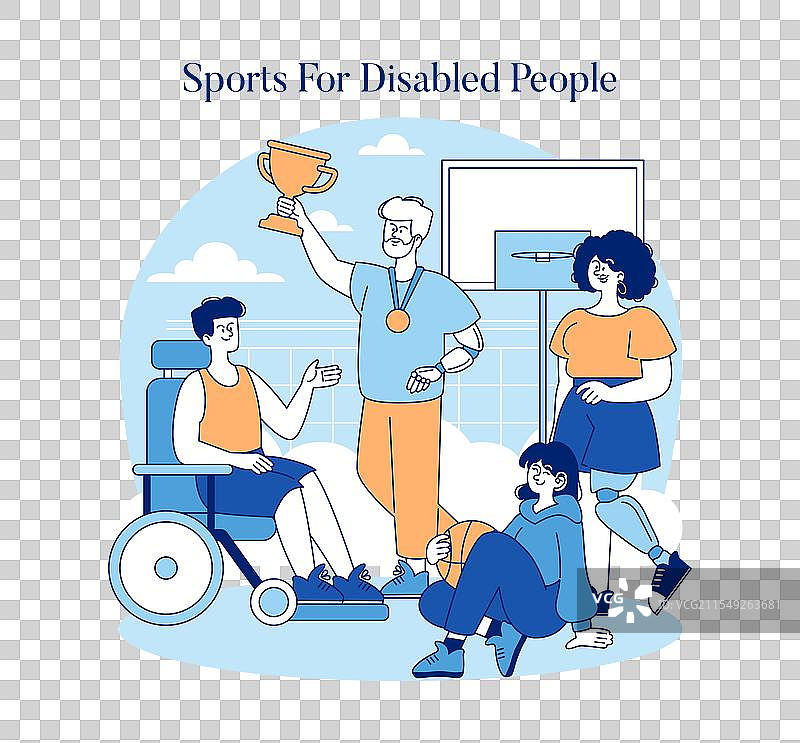 残疾人运动扁平图图片素材