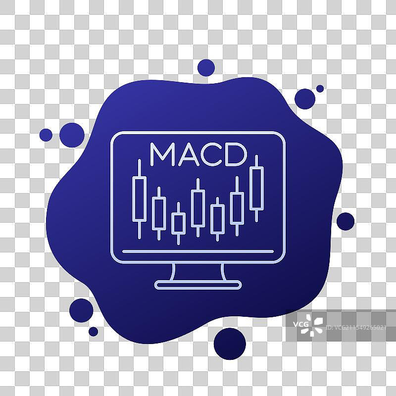 带有蜡烛图的MACD指标图标图片素材