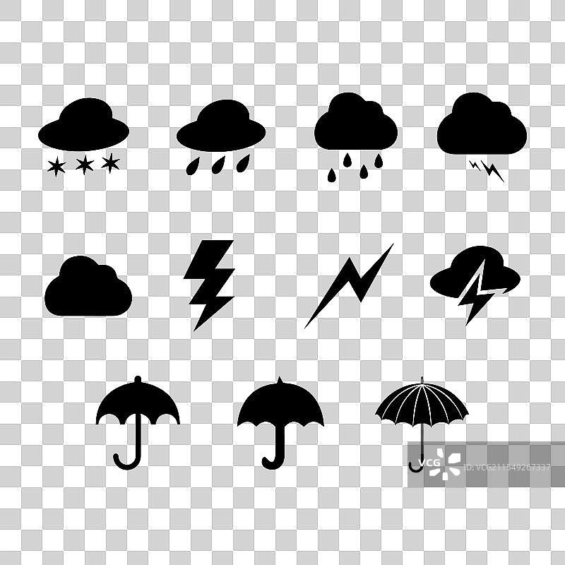 带雨的雷电云和雨伞图片素材