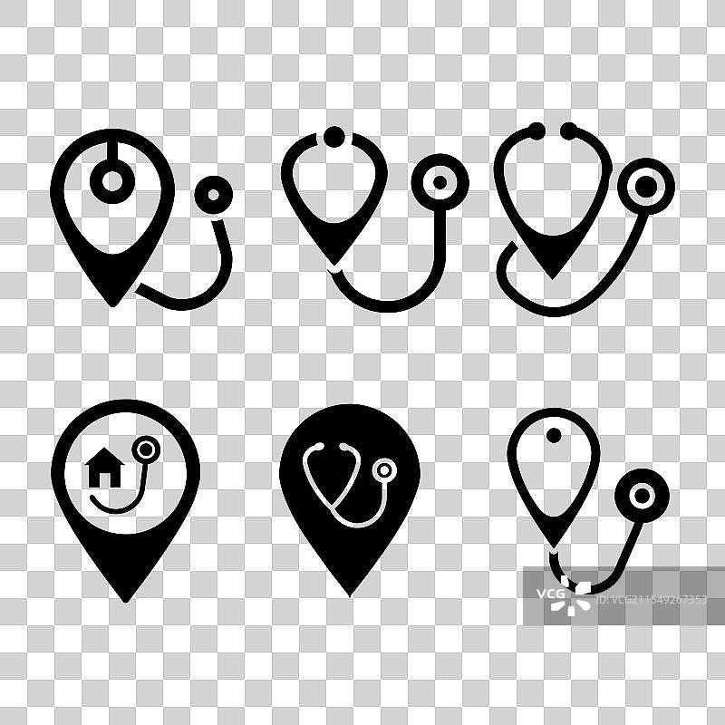 带有位置标记的医生指示标志图标图片素材