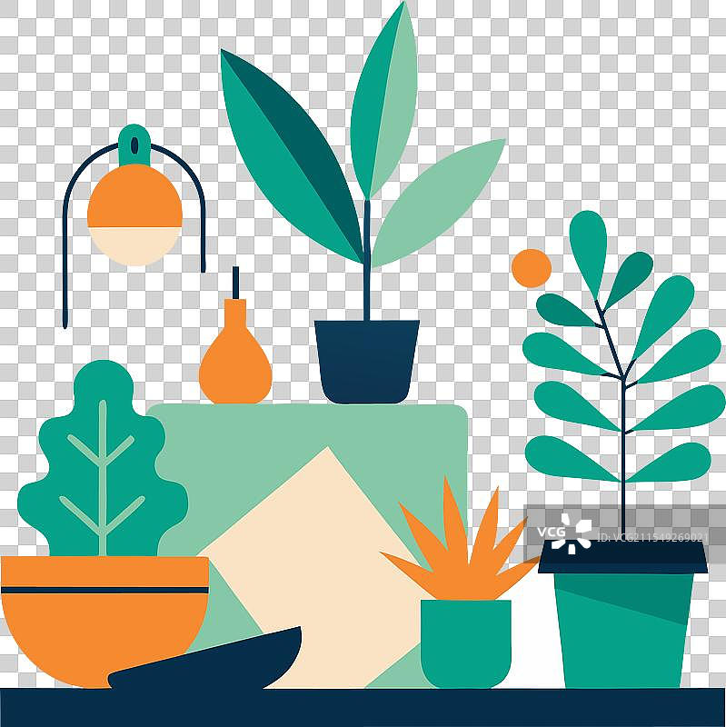 各种植物整齐地摆放在架子上图片素材