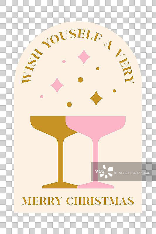 圣诞贺卡与香槟杯图片素材