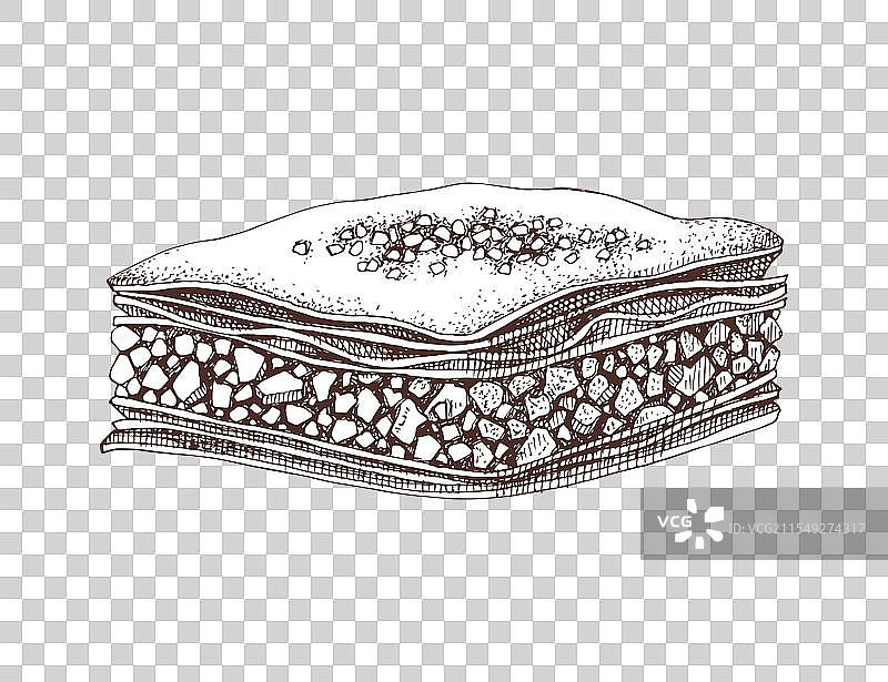 手绘传统土耳其巴克拉瓦甜点图片素材