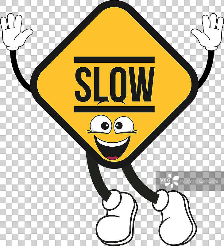 慢行警告路标图片素材