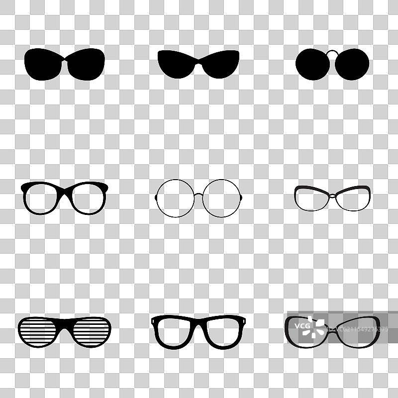 眼镜线条图标，可编辑的笔画，像素完美图片素材