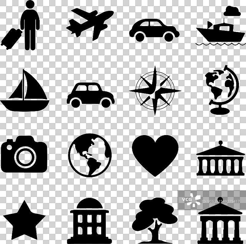 旅行图标集剪影艺术图片素材
