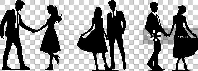 三对情侣剪影艺术图片素材