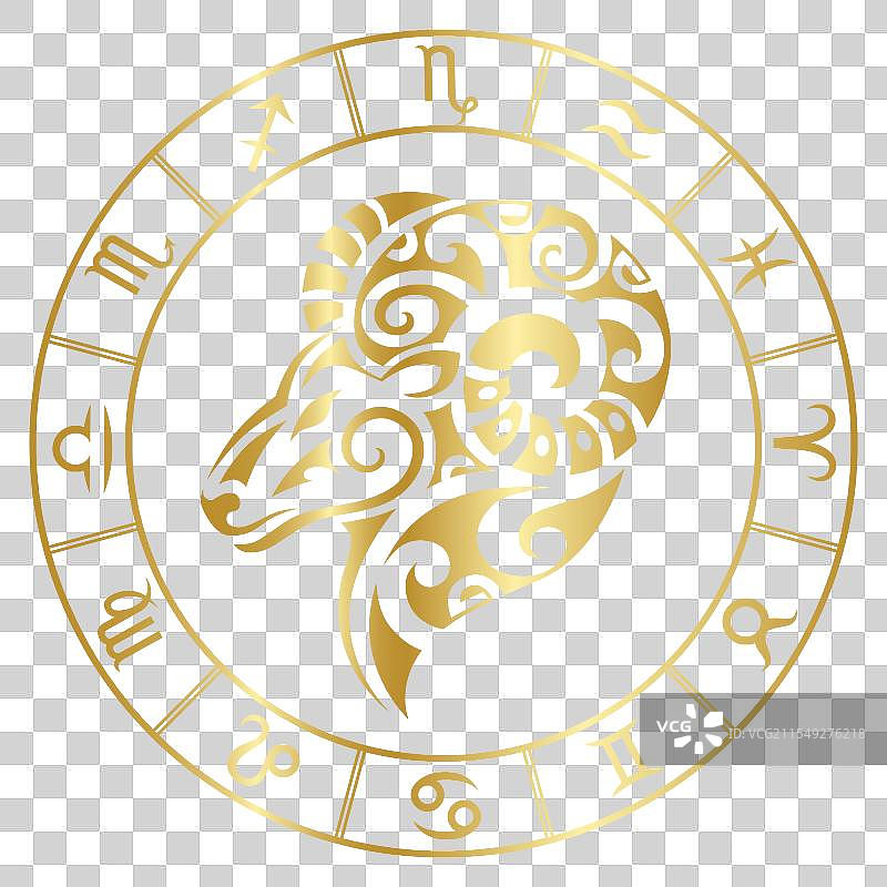 毛利纹身风格的白羊座星座图片素材