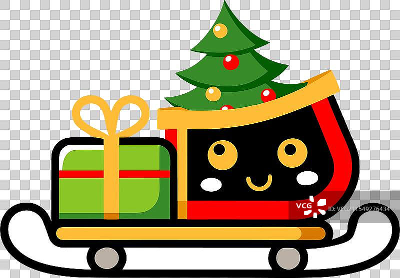 节日可爱的雪橇与假日礼物图片素材