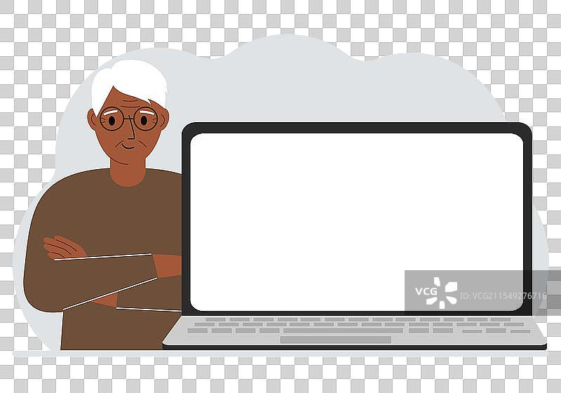 男子在笔记本电脑旁交叉双臂图片素材