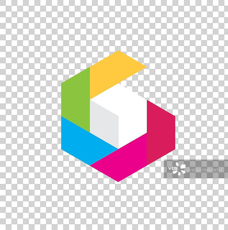 多彩的多边形盒子标志，六边形形状图片素材