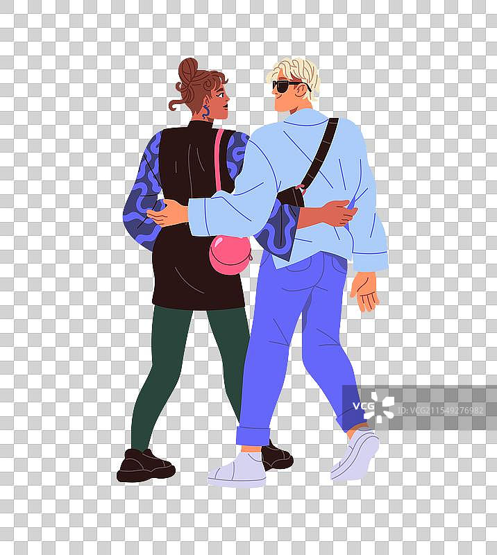 时尚浪漫的情侣背影一起漫步图片素材