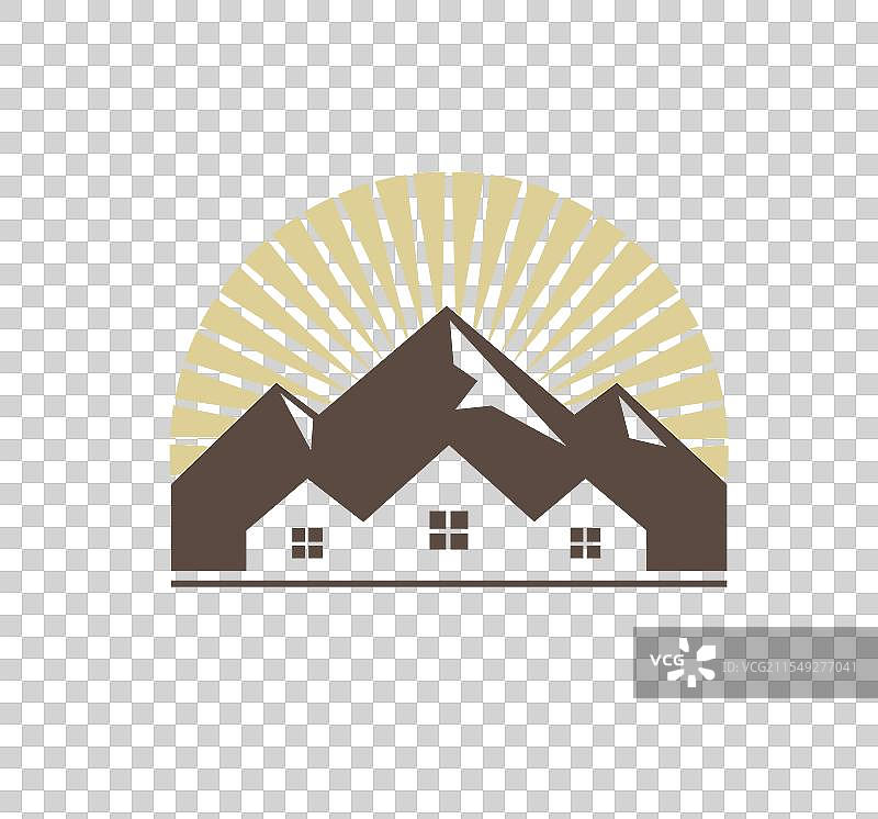 创意家居建筑与山脉标志图片素材