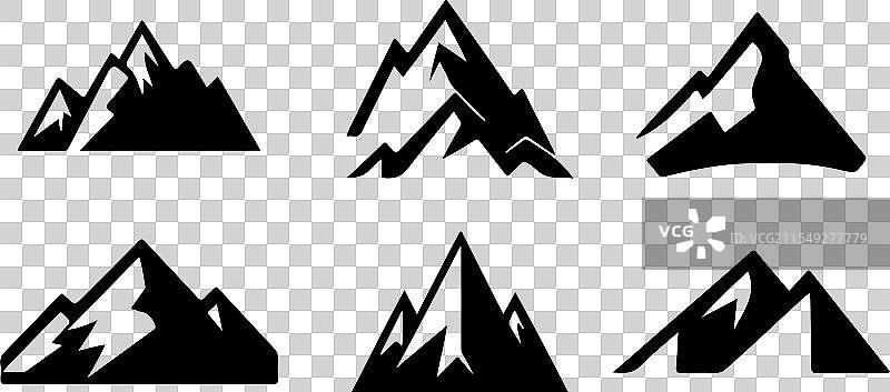 白色背景上的山脉图标集图片素材