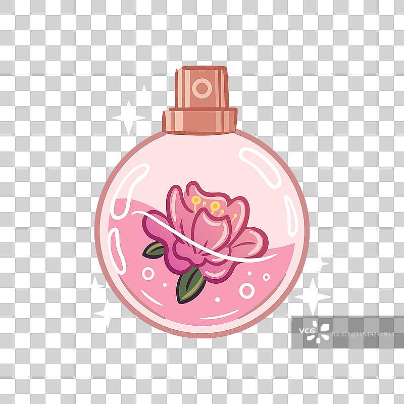 一个优雅的可爱复古香水瓶，带有一个图片素材