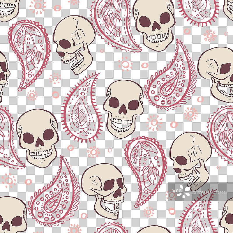 手绘墨水花卉的无缝图案图片素材