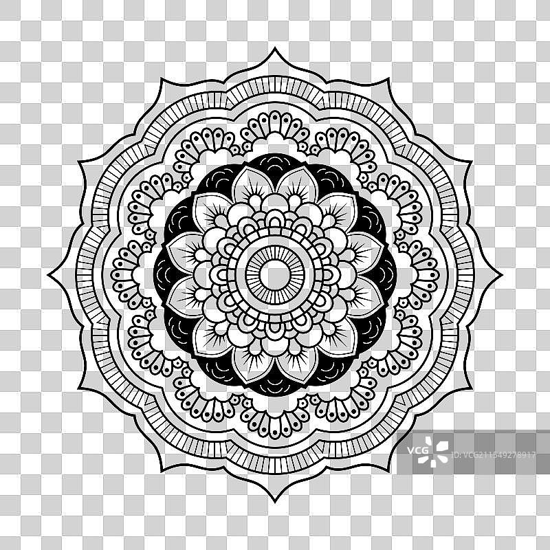 带有白色的民族装饰花卉曼陀罗图片素材